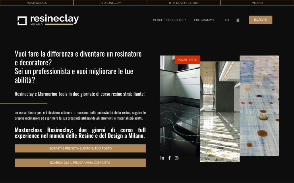 www.resineclay.com masterclass (screenshot desktop)