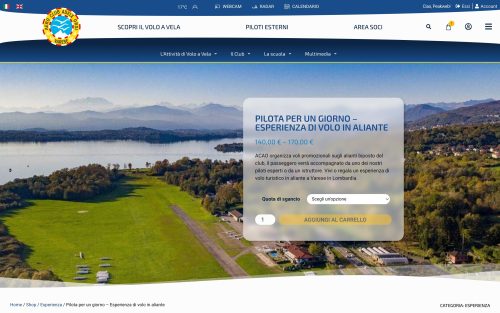 acao.it shop esperienza pilota per un giorno esperienza di volo in aliante (screenshot desktop)