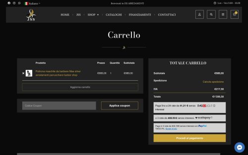 jssarredamenti.com carrello (screenshot desktop)