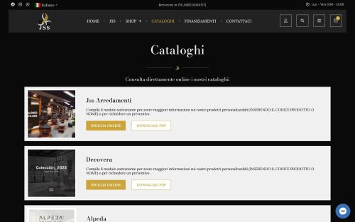 jssarredamenti.com cataloghi (screenshot desktop)