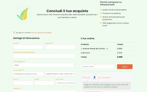 Screenshot Alpassofood.com Global Checkout