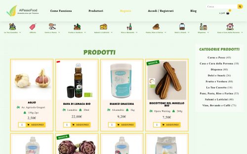 Screenshot Alpassofood.com Negozio