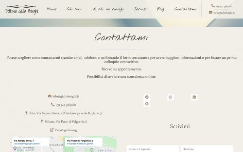 Screenshot Giuliaborghi.it Contattami
