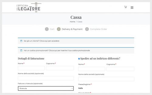 Screenshot Officinadellegatore.it Checkout