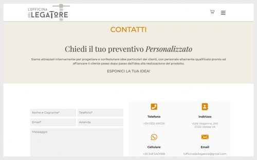 Screenshot Officinadellegatore.it Contatti