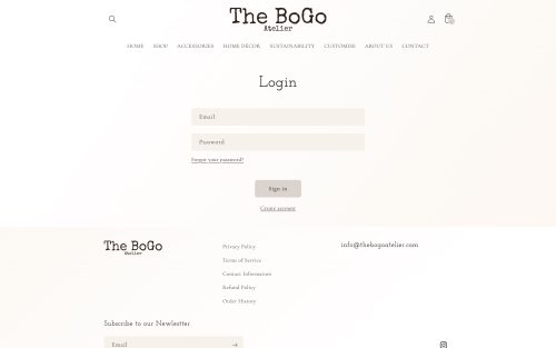 thebogoatelier.com account login(screenshot desktop)