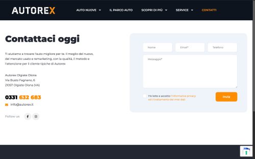 www.autorex.it contact us (screenshot desktop)