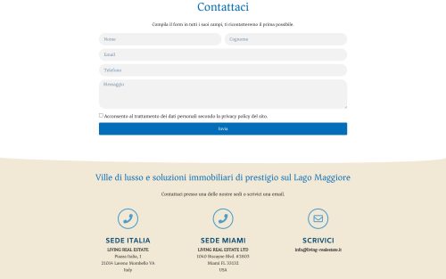 www.living realestate.it contatti (screenshot desktop)