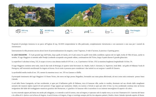 www.living realestate.it lista immobili arolo di leggiuno signorile villa con spettacolare vista lago (screenshot desktop)