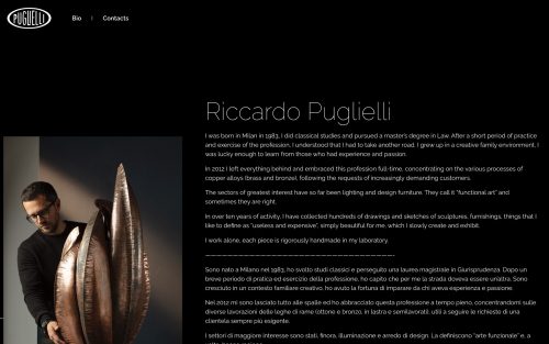 www.riccardopuglielli.com bio (screenshot desktop)