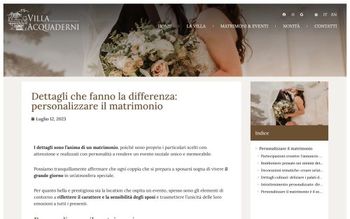 www.villaacquaderni.it personalizzare il matrimonio i dettagli che fanno la differenza (screenshot desktop)