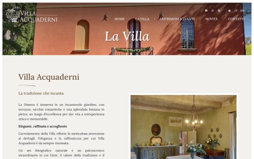 www.villaacquaderni.it villa per eventi banchetti cerimonie sui colli bolognesi (screenshot desktop)